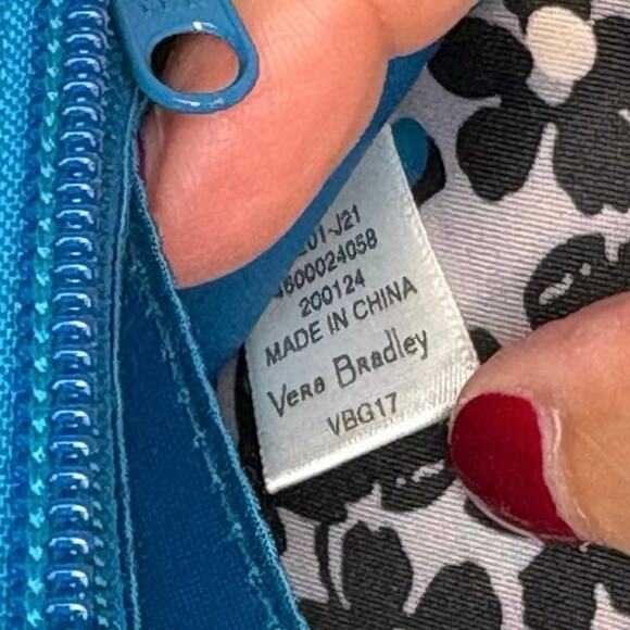 Vera Bradley RFID Grab & Go Wristlet Accordion Wallet Bahama Bay Teal Zip Around - Picture 6 of 10